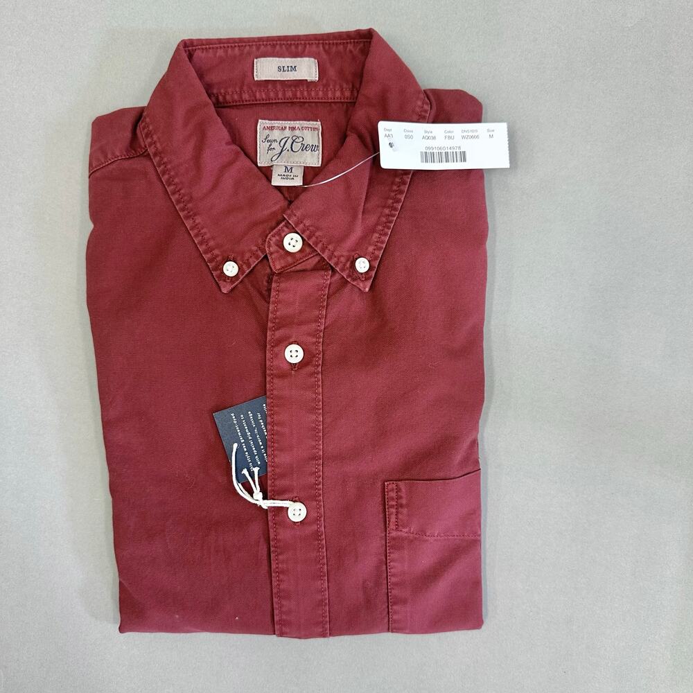 J Crew mens stretch Oxford cloth garment dye shirt faded burgundy size‎ medium - Picture 3 of 12